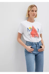 Mavi Triangle Printed White Istanbul T-Shirt Regular Fit / Normal Cut - Image 2