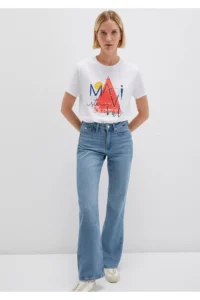 Mavi Triangle Printed White Istanbul T-Shirt Regular Fit / Normal Cut - Image 3