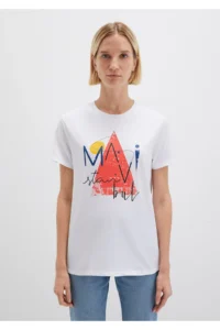 Mavi Triangle Printed White Istanbul T-Shirt Regular Fit / Normal Cut - Image 4