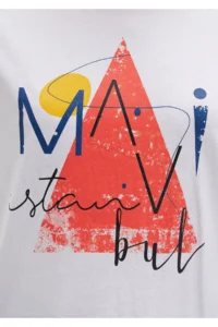 Mavi Triangle Printed White Istanbul T-Shirt Regular Fit / Normal Cut - Image 7