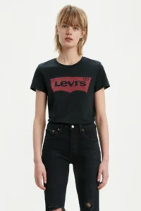 Levi's The Perfect Siyah Batwing Logo T-shirt -