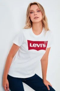 Levi's Women Housemark Logolu White T-Shirt - - Image 2
