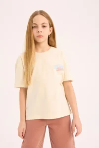 DeFacto Oversize Wide Fit Crew Neck Printed Short Sleeve T-Shirt Girls - Image 4