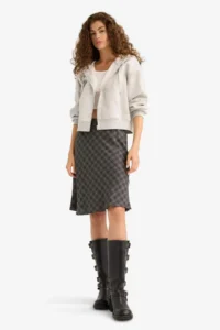 DeFacto A Form Checked High Waist Viscose Midi Skirt - Image 4