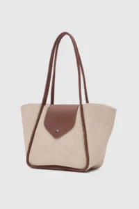 Shule Bags Petre Wicker Shoulder Bag Cream - Image 4