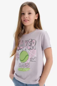 DeFacto Crew Neck Printed Short Sleeve T-Shirt Girl - Image 3