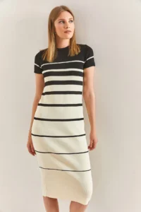 Bianco Lucci Women Striped Knit Dress - Image 3