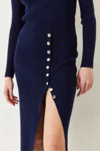 Bianco Lucci Women Ribbed buttoned Knit Dress - Image 5