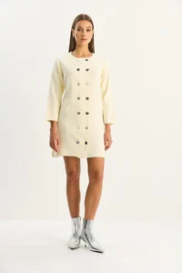 Bianco Lucci Women's Crew Neck Button Detailed Knitwear Dress - Image 2