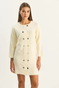 Bianco Lucci Women's Crew Neck Button Detailed Knitwear Dress - Image 6