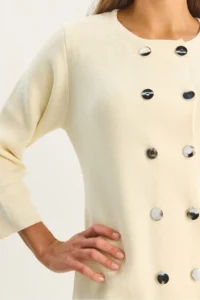 Bianco Lucci Women's Crew Neck Button Detailed Knitwear Dress - Image 7