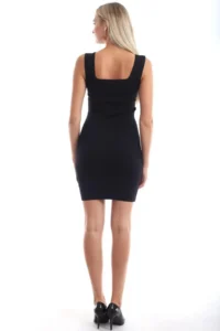Cool & Sexy Knitwear Square Yaka Sleeveless Dress Black - Image 5