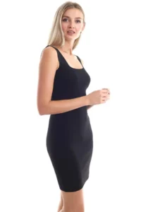 Cool & Sexy Knitwear Square Yaka Sleeveless Dress Black - Image 6