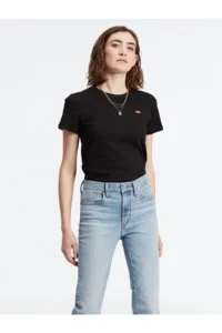 Levi's Women Crew Neck Black T-Shirt A4917-0000 - Image 3