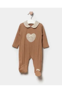 Minipodyum Long Sleeve 100% Cotton Baby Collar Gift Baby Girl Booties Jumpsuit 3-9 Months - Image 3