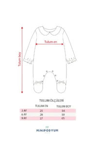 Minipodyum Long Sleeve 100% Cotton Baby Collar Gift Baby Girl Booties Jumpsuit 3-9 Months - Image 2