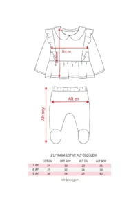 Minipodyum Baby Girl Patikli Newborn Cotton Bottom Top Set - Image 2