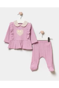 Minipodyum Baby Girl Patikli Newborn Cotton Bottom Top Set