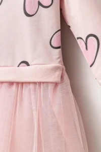 Minipodyum 100% Cotton Seasonal Long Sleeve Daily Girl's Tulle Dress Age 4-7 - Image 6