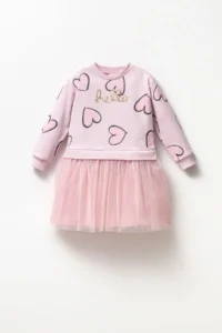Minipodyum 100% Cotton Seasonal Long Sleeve Daily Girl's Tulle Dress Age 4-7 - Image 3