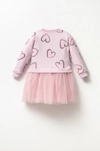 Minipodyum 100% Cotton Seasonal Long Sleeve Daily Girl's Tulle Dress Age 4-7 - Image 4