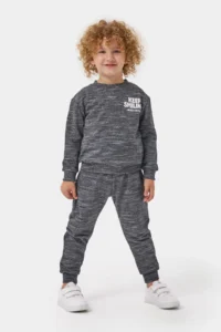 Minipodyum Boy's 2 Thread Raised Cotton Printed Tracksuit Set