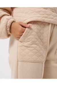 Minipodyum Girl's Hooded Unprinted Quilted Sweatshirt Tracksuit Set - Image 4