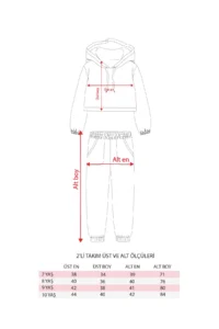 Minipodyum Girl's Hooded Unprinted Quilted Sweatshirt Tracksuit Set - Image 8