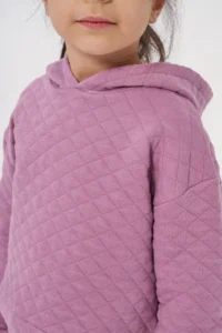 Minipodyum Girl's Hooded Unprinted Quilted Sweatshirt Tracksuit Set - Image 5