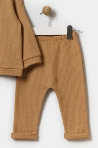 Minipodyum Seasonal Long Sleeve 100% Cotton Baby Girl Snap-On Bodysuit with Bottom Top and Double Tights - Image 3