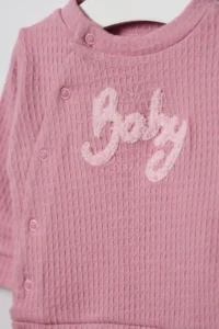 Minipodyum Seasonal Long Sleeve 100% Cotton Baby Girl Snap-On Bodysuit with Bottom Top and Double Tights - Image 3