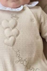 Minipodyum Seasonal Long Sleeve Collared 100% Cotton Snap Fastened Baby Girl Booties Jumpsuit 3-9 Months - Image 2