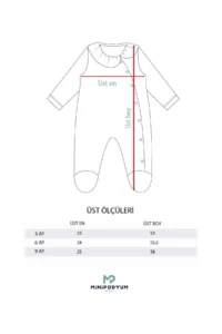 Minipodyum Seasonal Long Sleeve Collared 100% Cotton Snap Fastened Baby Girl Booties Jumpsuit 3-9 Months - Image 8