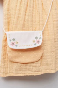 Minipodyum Baby Girl Embroidered Baby Collar Muslin 100% Cotton Eid Dress with Bag - Image 4