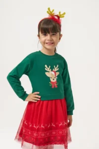 Minipodyum Printed Tulle Girl's New Year Dress with Crown Gift - Image 4