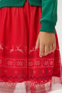 Minipodyum Printed Tulle Girl's New Year Dress with Crown Gift - Image 6