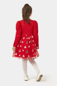 Minipodyum New Year's Themed Tulle Girl's Dress with Balloon Sleeves and Crown Gift - Image 3