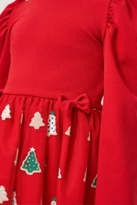 Minipodyum New Year's Themed Tulle Girl's Dress with Balloon Sleeves and Crown Gift - Image 6