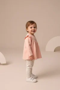 Minipodyum Baby Girl Frilly Floral Embroidered Tights Double Set - Image 2