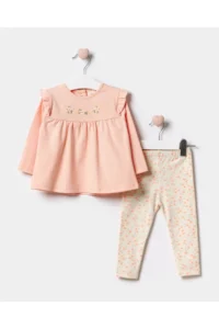 Minipodyum Baby Girl Frilly Floral Embroidered Tights Double Set - Image 4