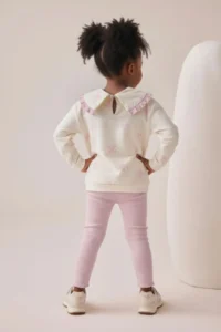 Minipodyum Girl's Printed Frilled Baby Collared Tights Double Set - Image 2