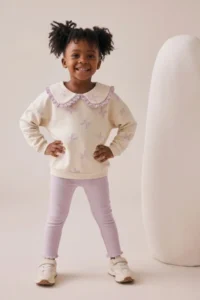 Minipodyum Girl's Printed Frilled Baby Collared Tights Double Set