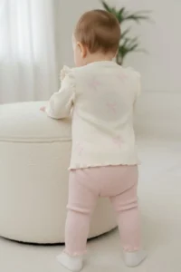 Minipodyum Baby Girl Bandana Tights 3 Pieces Bottom Top Set - Image 2