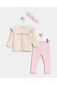 Minipodyum Baby Girl Bandana Tights 3 Pieces Bottom Top Set - Image 4