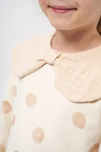 Minipodyum Girl's Dotted Muslin Garnished Long Sleeve Seasonal Dress - Image 4