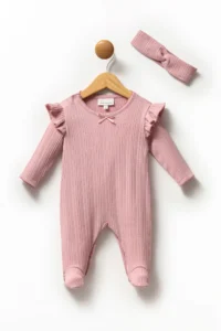 Minipodyum Baby Girl Snapback Booties 100% Cotton Bandana Jumpsuit - Image 3