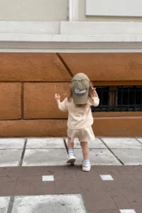 Minipodyum Oversize Pocket T-shirt with Shorts Unisex Waffle Children's Summer Double Set - Image 5