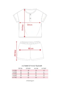 Minipodyum Oversize Patchwork T-shirt with Shorts Unisex Waffle Children's Summer Double Set - Image 2