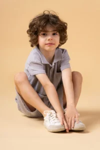 Minipodyum Boy's Plaid Shirt Shorts Muslin Summer Double Set - Image 5