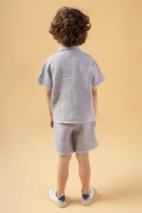 Minipodyum Boys Shirt Shorts Muslin Summer Set - Image 4